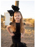 Black Satin Tulle Flower Girl Dress Birthday Party Dress